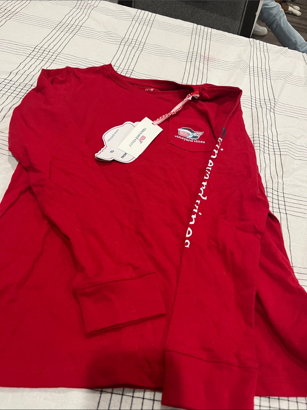 Vineyard Vines Red Long-Sleeve Pocket Tee for Kids